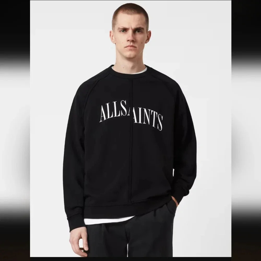 AllSaints Diverge crew neck sweatshirt in black